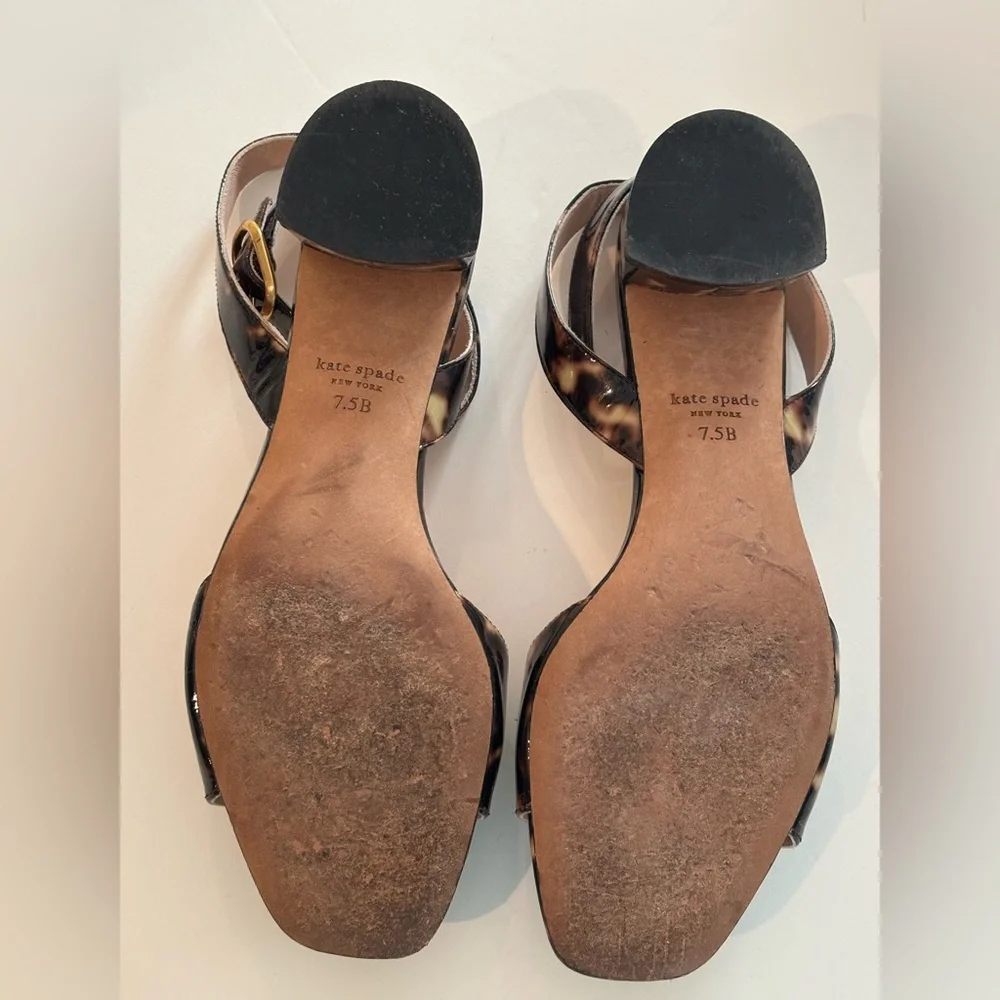 Kate Spade Lagoon Metallic Tortoise and Gold Heart Decoration Sandals